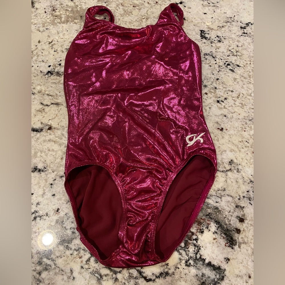 Gk Elite Dark Pink Metallic Workout Leotard Adult Small